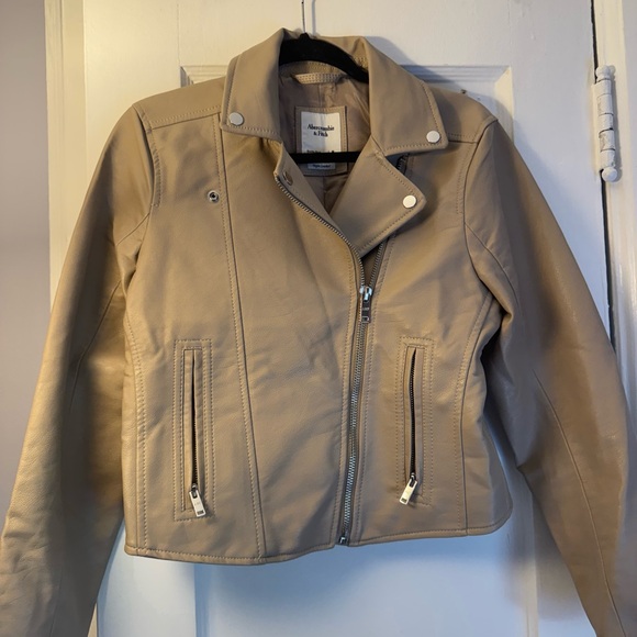 Abercrombie & Fitch Beige Leather Jacket - Picture 1 of 3